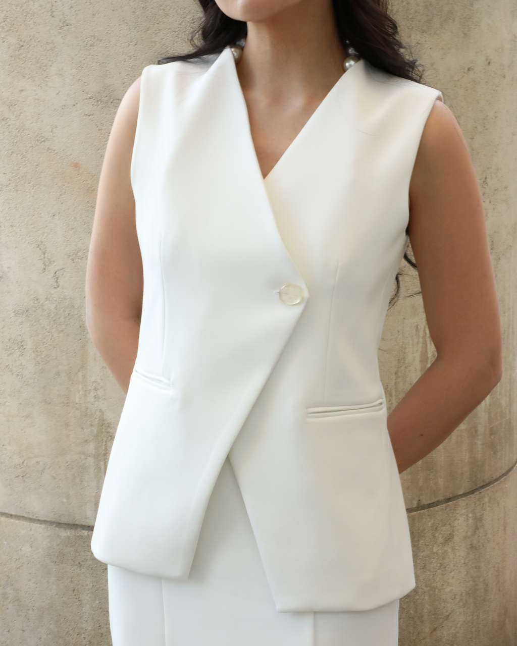 Veste Maria sans manches blanche