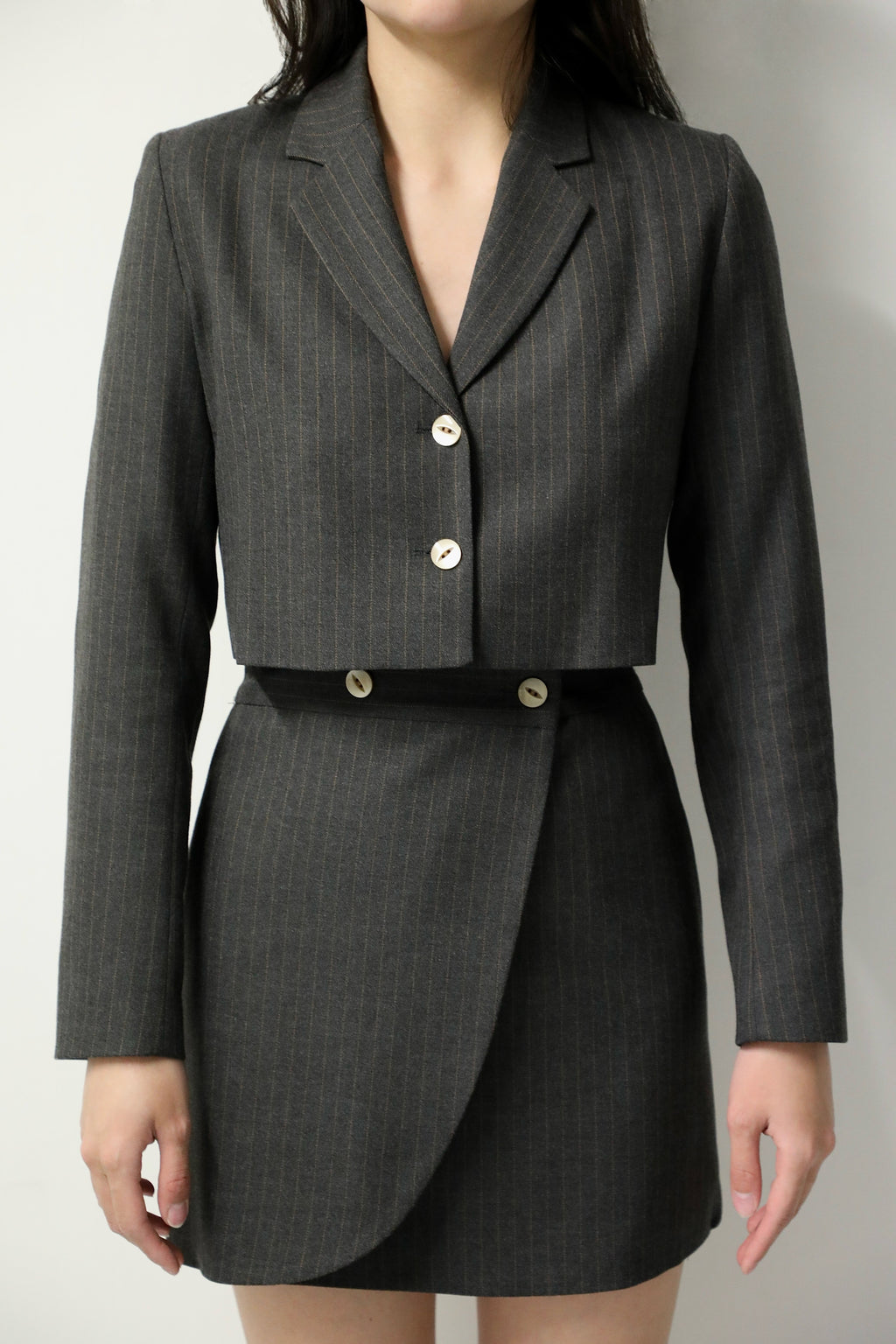 Ensemble Rosier - Veste courte gris rayé