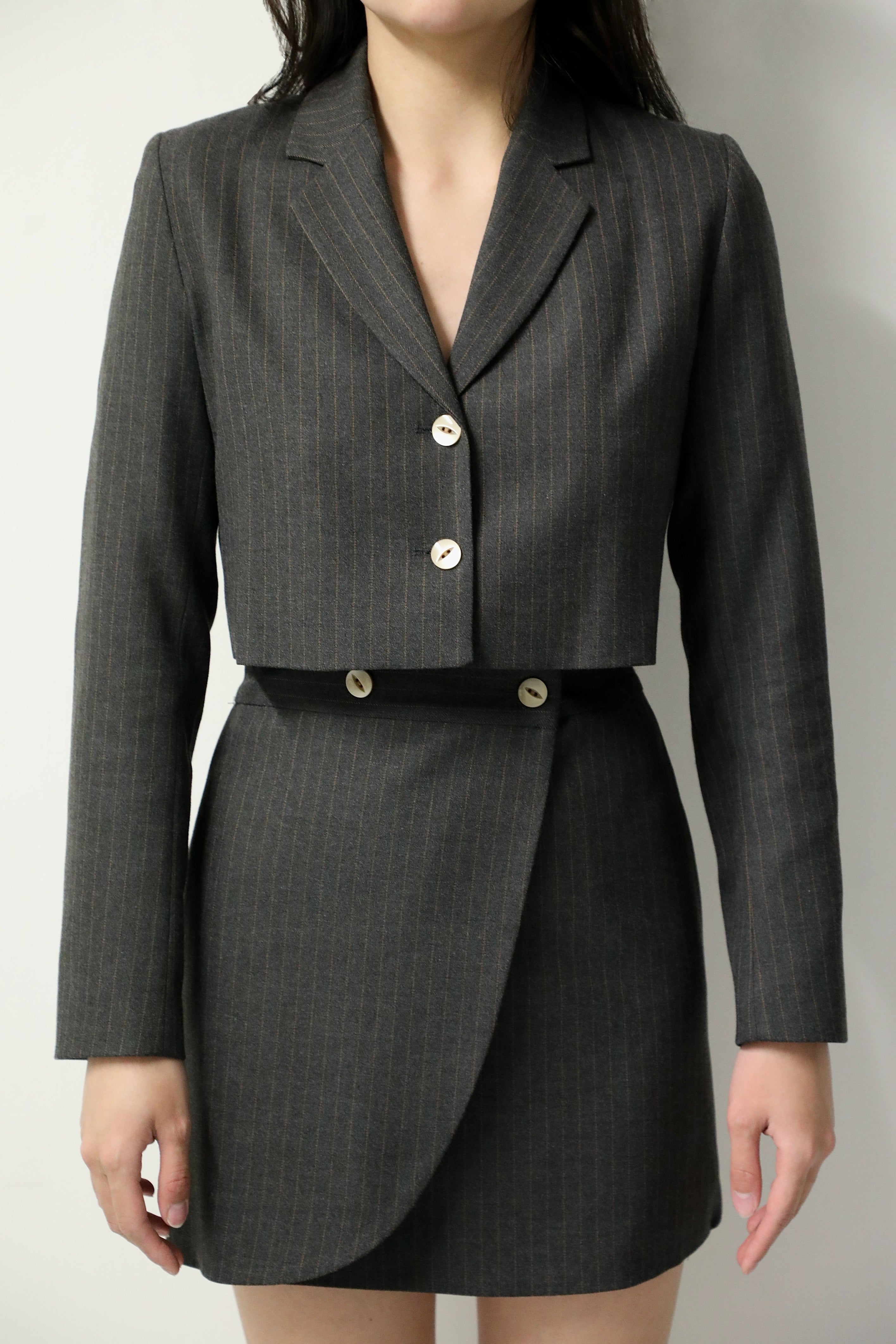 Ensemble Rosier - Veste courte gris rayé