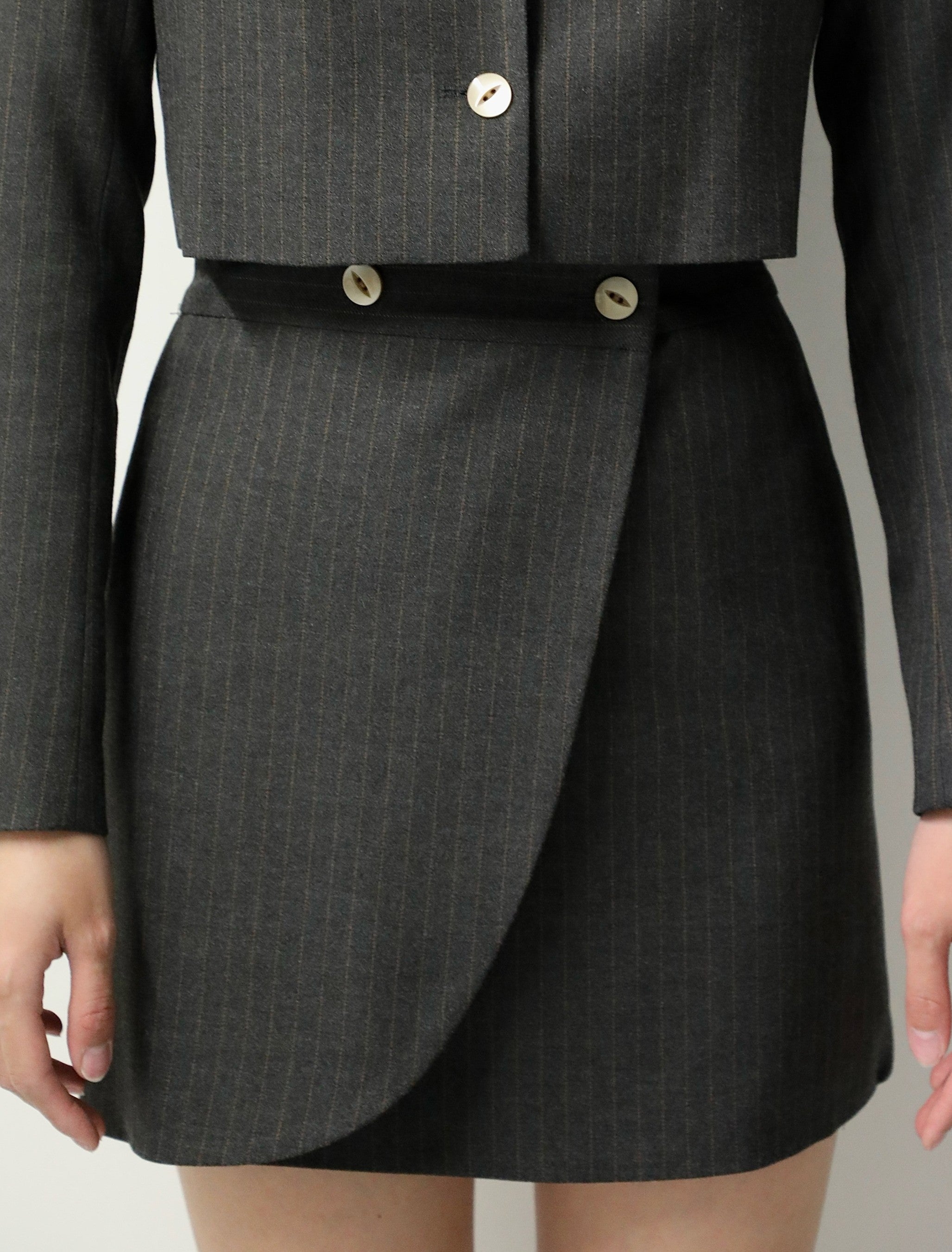 Ensemble Rosier - Jupe courte gris rayée