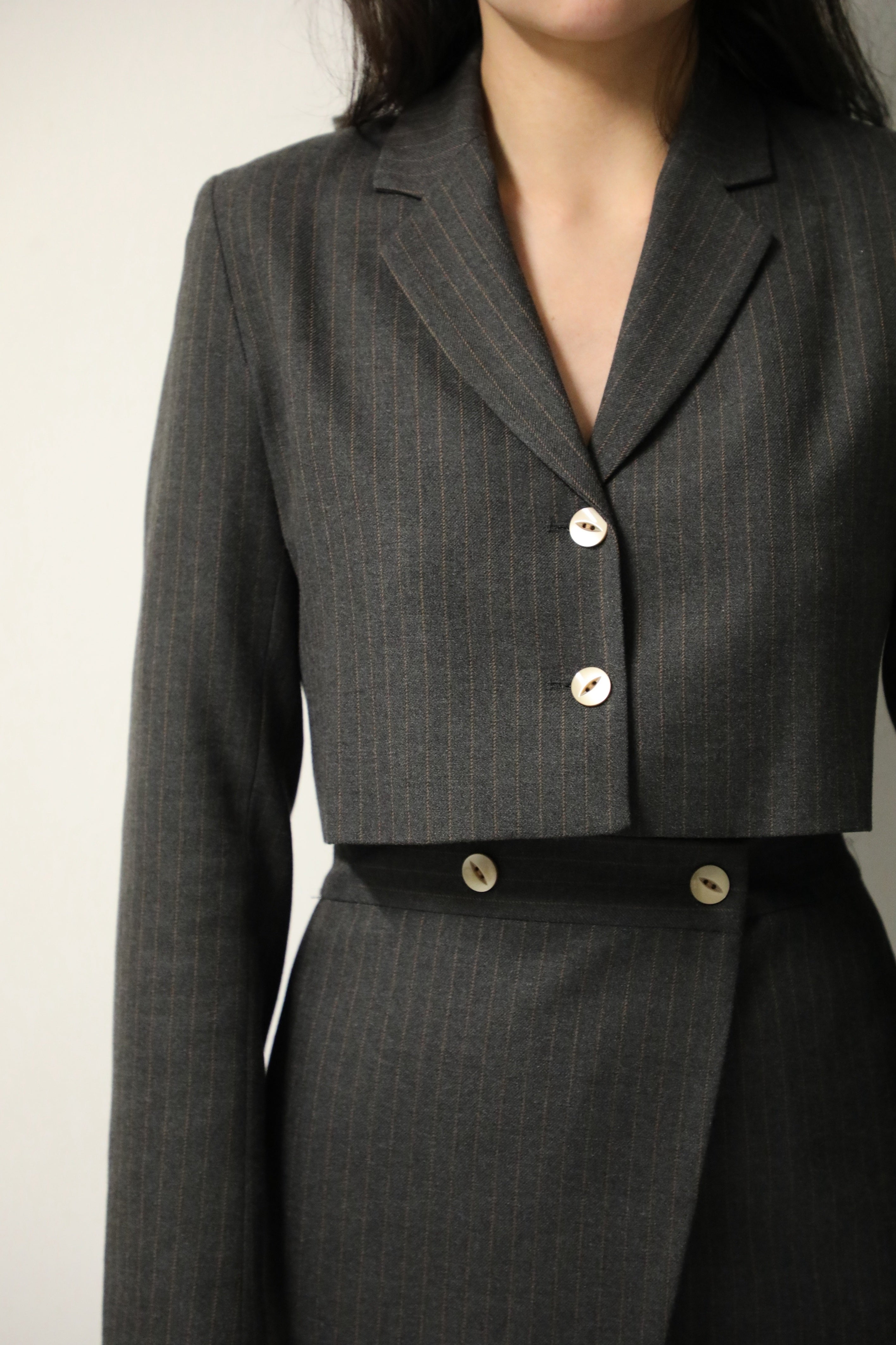 Ensemble Rosier - Veste courte gris rayé