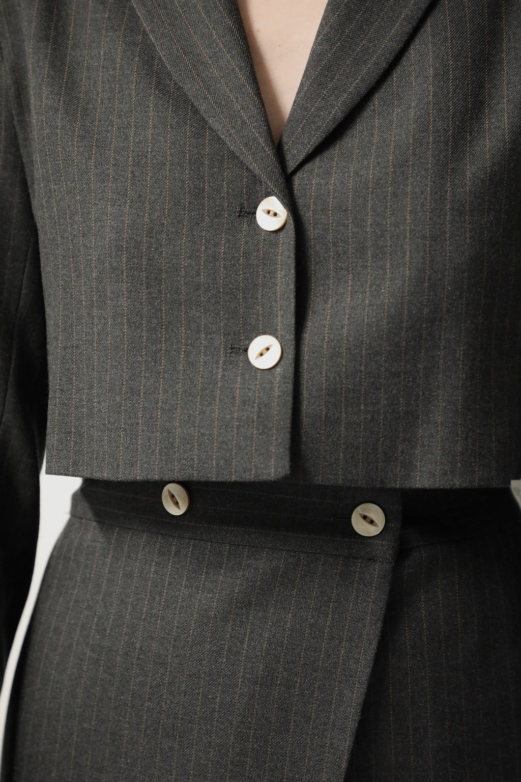 Ensemble Rosier - Veste courte gris rayé